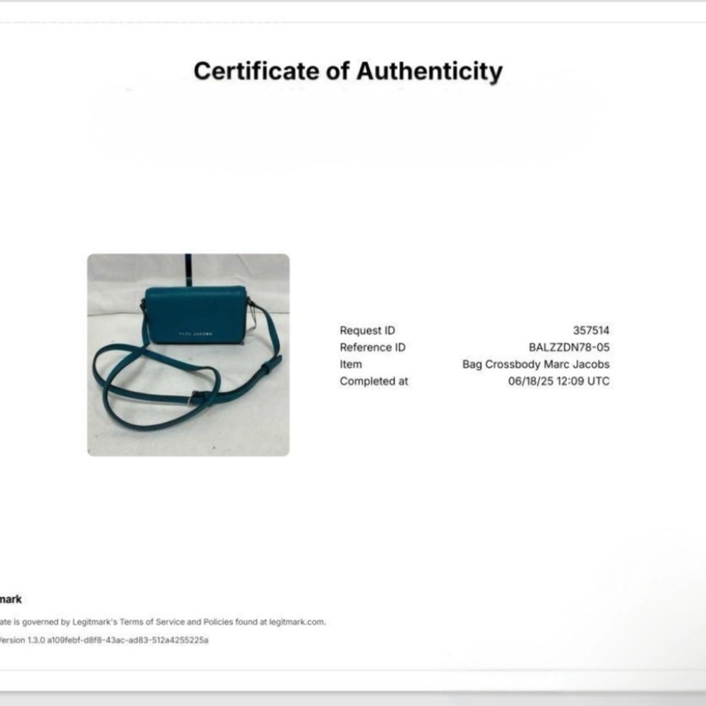 Authenticated Marc Jacobs Harbor Blue Pebbled Leather Crossbody Bag | NWT - Picture 13 of 13